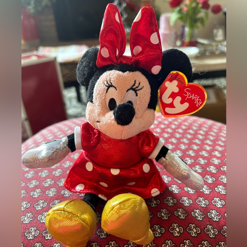 Disney TY Sparkle Minnie Mouse The Beanie Babies Collection NWT